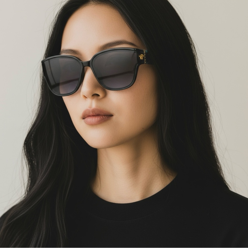 Versace Women’s Sunglasses | Black/Blue | Gray-Blue Lens | Like New (scratched) - Picture 5 of 16